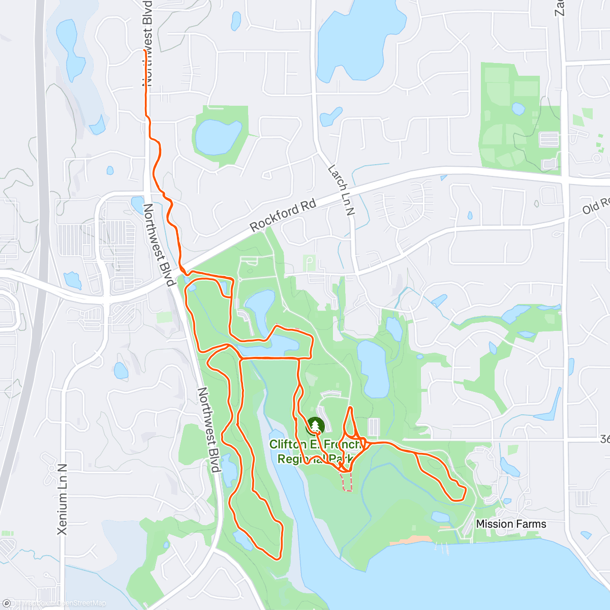 Map of the activity, Evening Trail Run