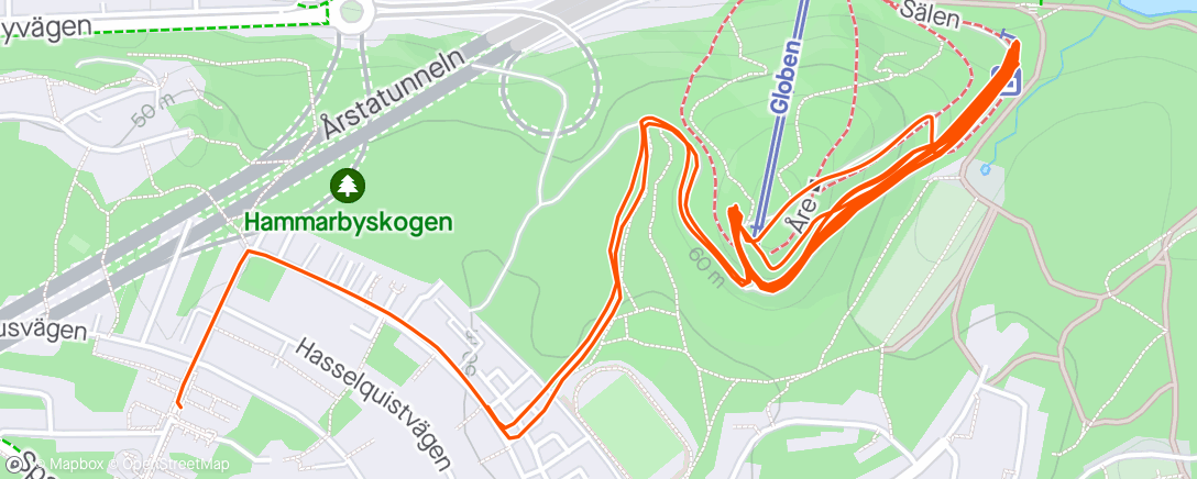 Map of the activity, Måndagsbackar