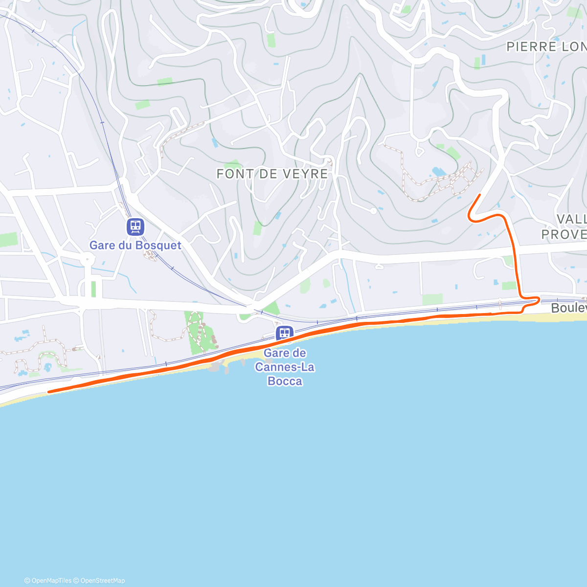 Map of the activity, PP S1S3 10* 1’ course /1´ marche