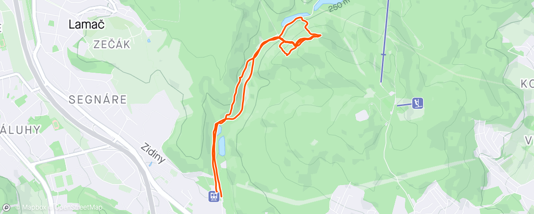 Map of the activity, 4min uphill / 1min flat
