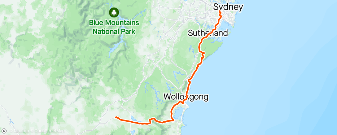 Map of the activity, Sydney to Moss Vale