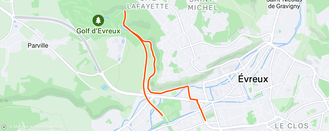 Map of the activity, Course à pied le matin