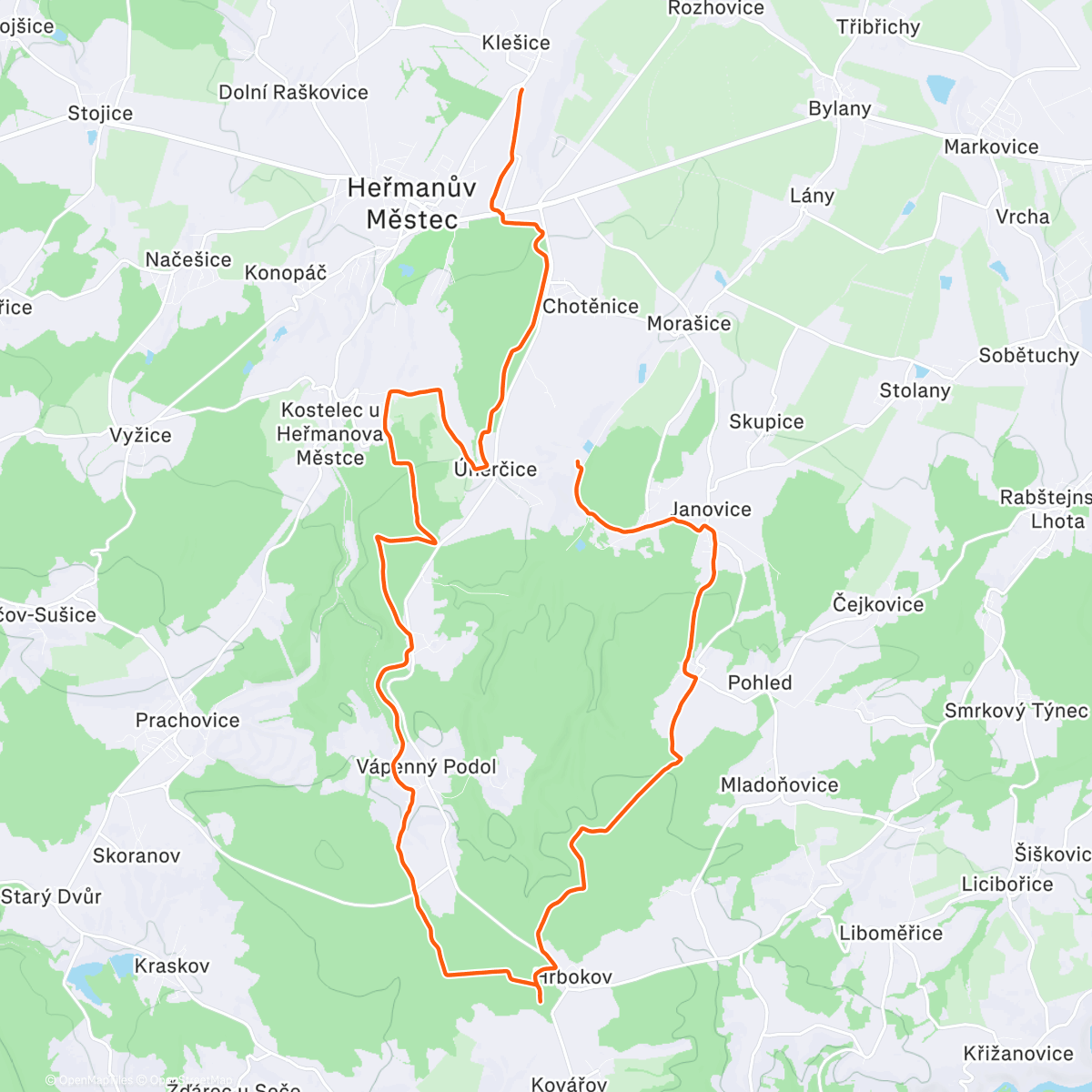 Карта физической активности (Afternoon Mountain Bike Ride)