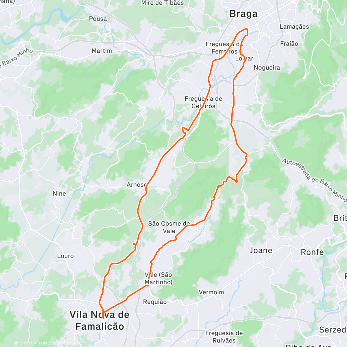 Map of the activity, Road Bike