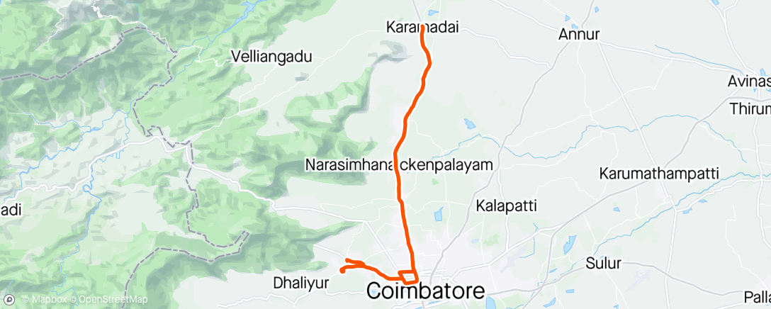 Map of the activity, Karamadai ride