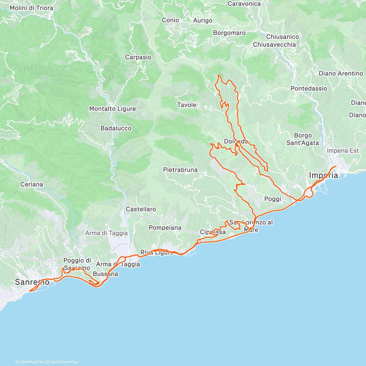 Карта физической активности (Cipressa Poggio Sanremo)