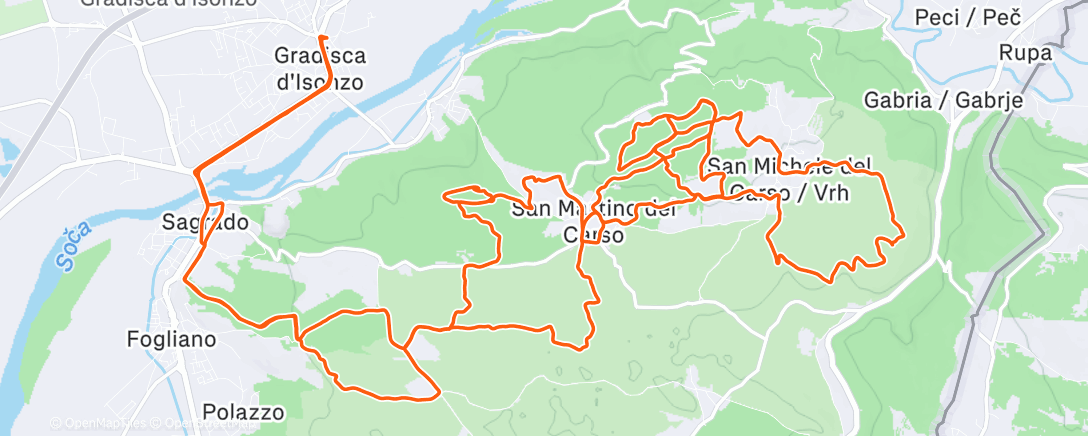 Map of the activity, Pedalata mattutina