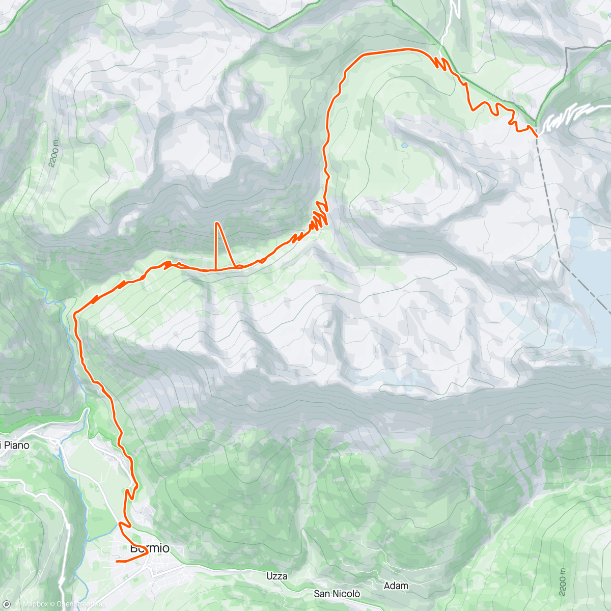 Map of the activity, Bormio-Passo Stelvio