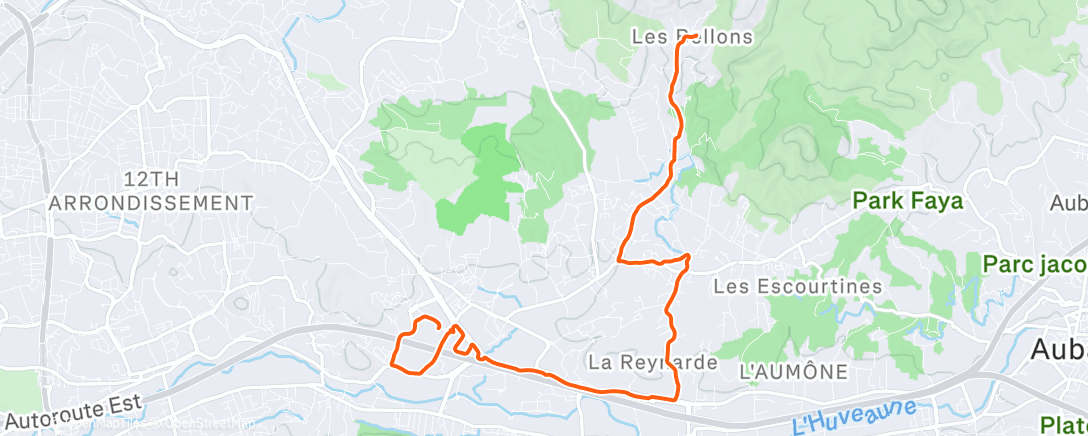 Map of the activity, Run back home + extra