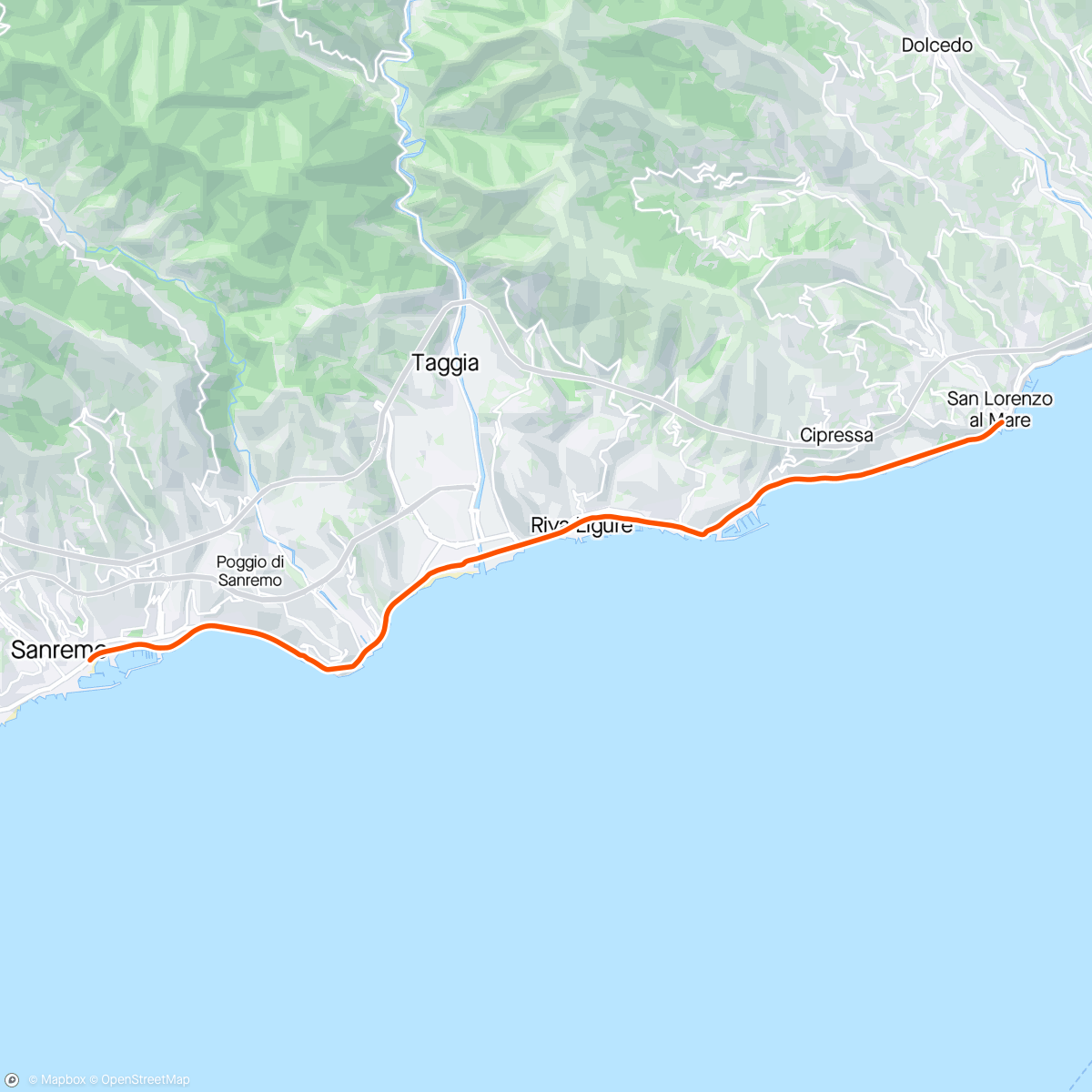 Karte der Aktivität „ROUVY - San Remo Bicycle Path”
