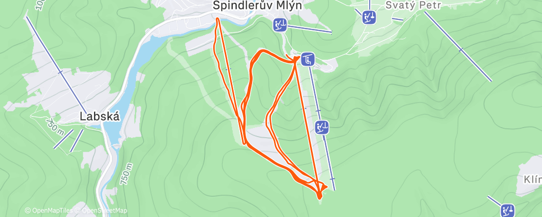 Map of the activity, HS - služba