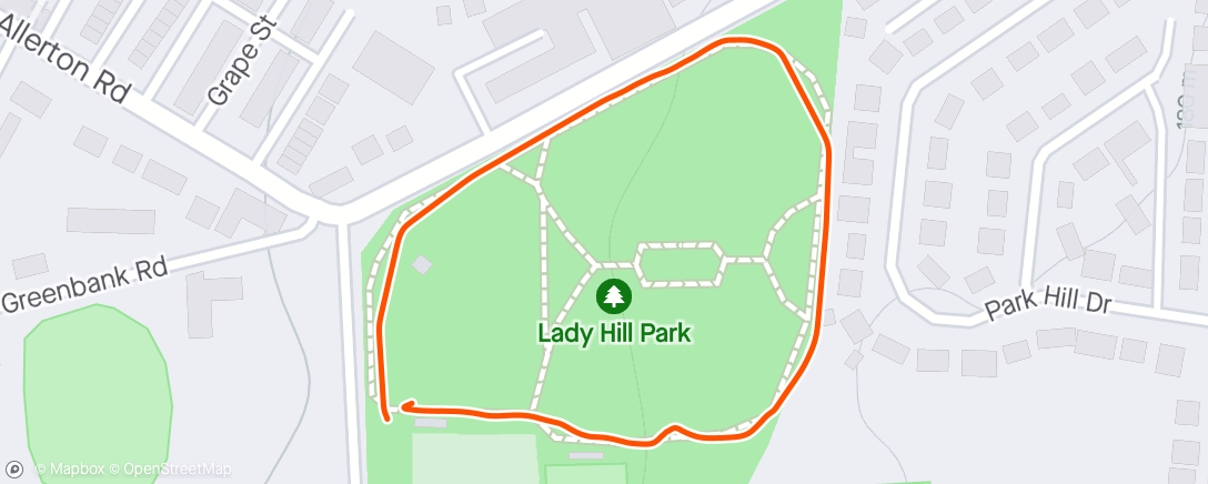 Mapa de la actividad, Always wanted to know how big ladyhill park is.