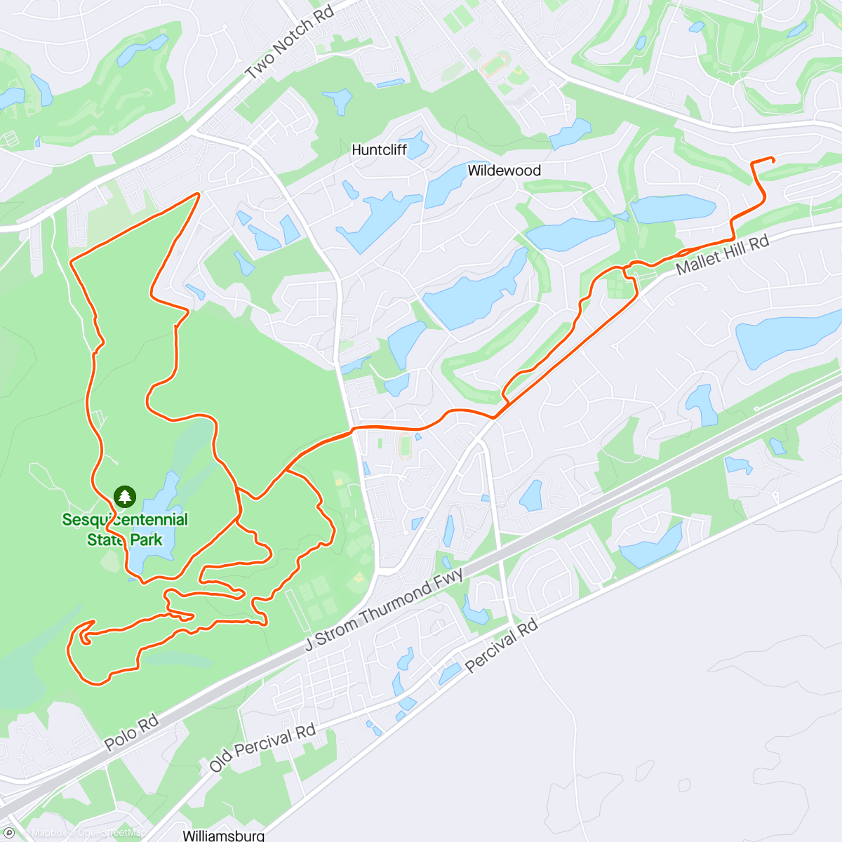 Map of the activity, Afternoon trail Ride