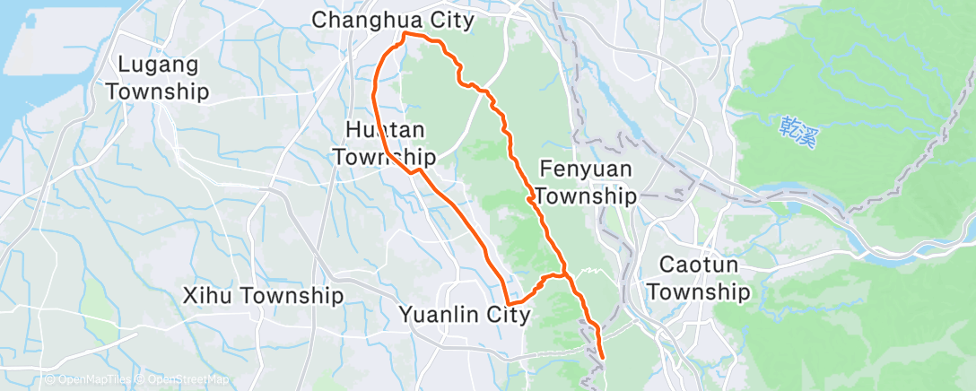 Map of the activity, 傍晚騎乘