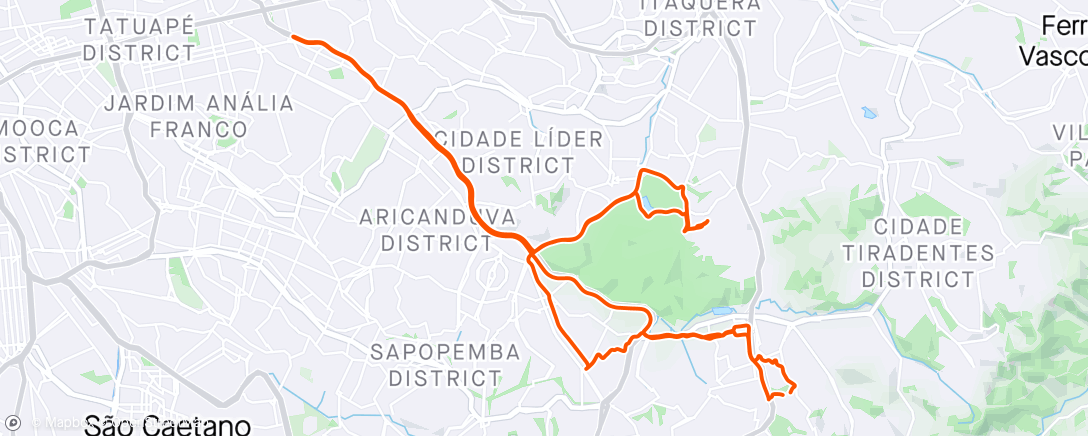 Map of the activity, Pedal oficina pq do Carmo e Ponte Aricanduva