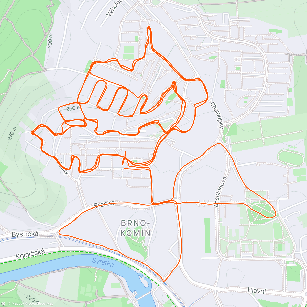 Map of the activity, Vojckovo sprintové kolečko | 9’-7’-8’-9’ intervals 2’ break