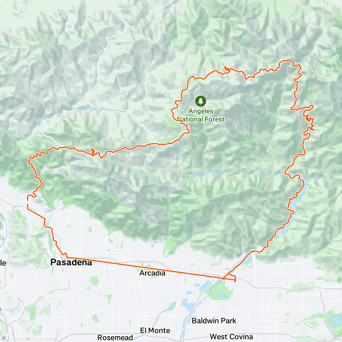 Map of the activity, Long climb, a little rain, testing out the gear.