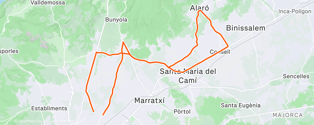 Map of the activity, Bicicleta por la tarde