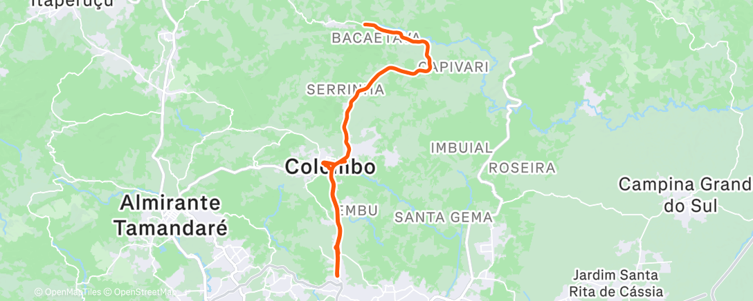 Map of the activity, Noite Ciclismo