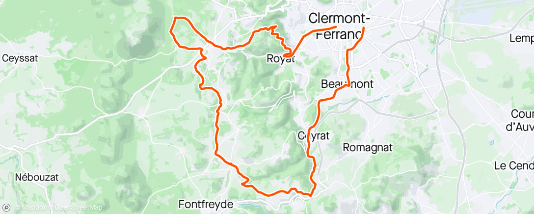 Map of the activity, Sortie gravel en soirée