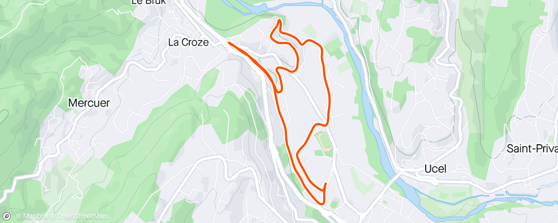 Map of the activity, Course à pied en soirée