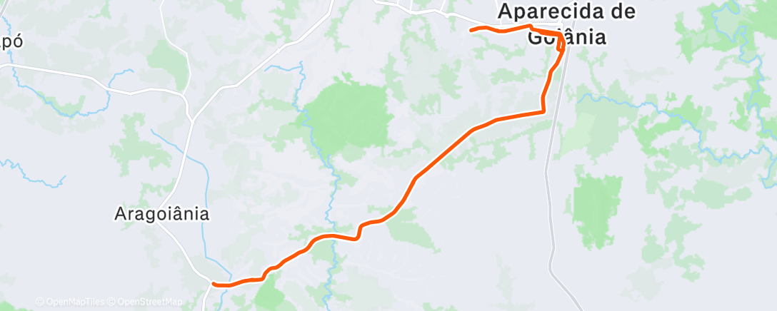 Map of the activity, Volta de bicicleta vespertina