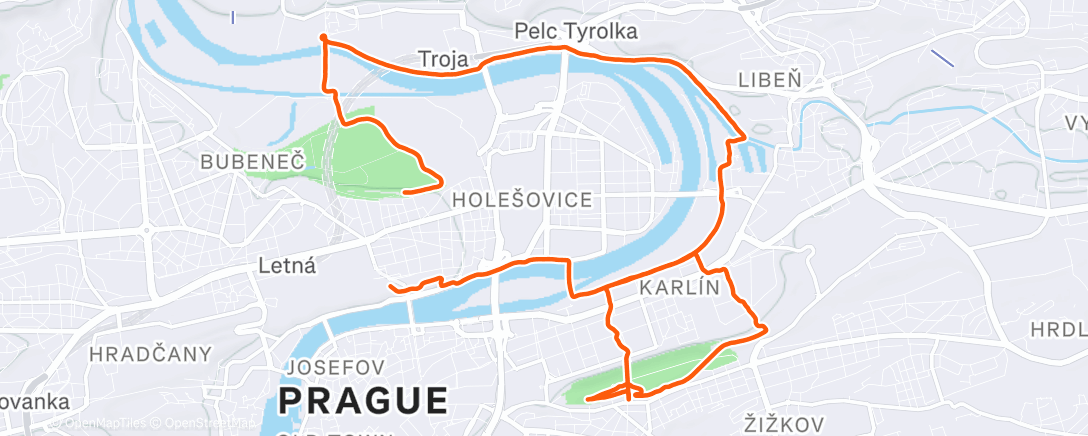 Map of the activity, Afternoon Run