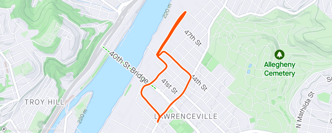 Map of the activity, evening 5k...race pace?