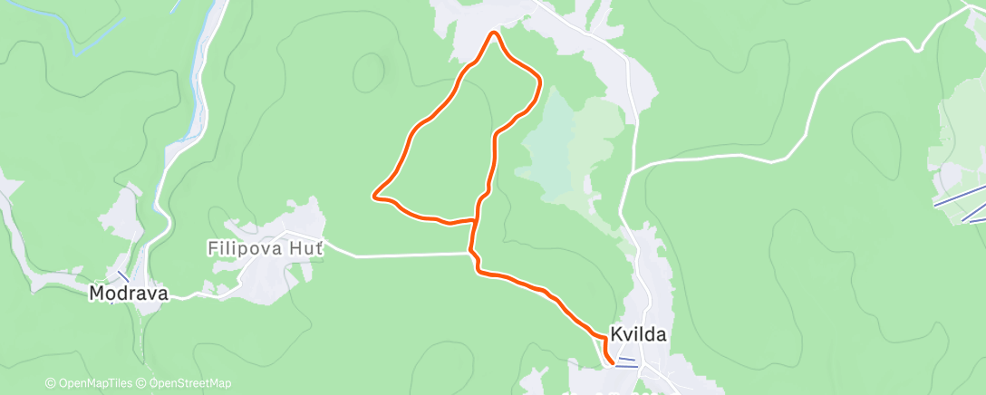 Map of the activity, Rainy trail - zimni varianta