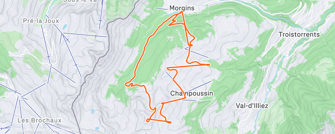 Карта физической активности (Ski alpin le matin)