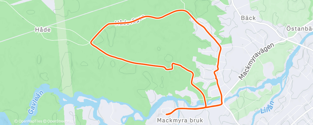 Map of the activity, Lunch Workout