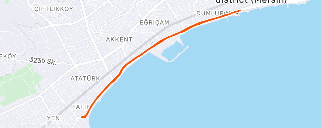 Map of the activity, Mersin Maratonu