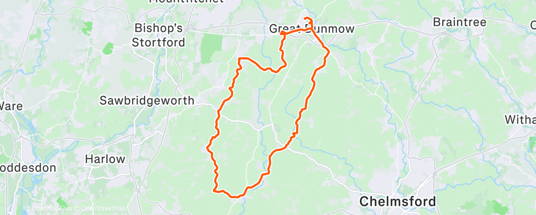 Map of the activity, Road Tandem Ride #96; 2025