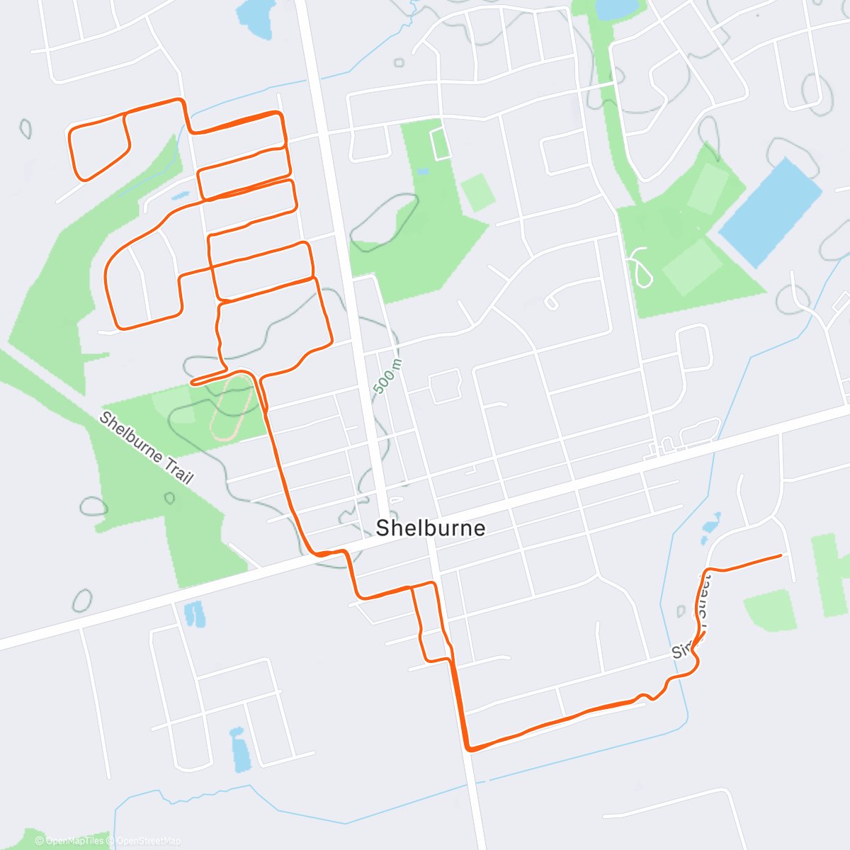 Map of the activity, Running through snow is so hard