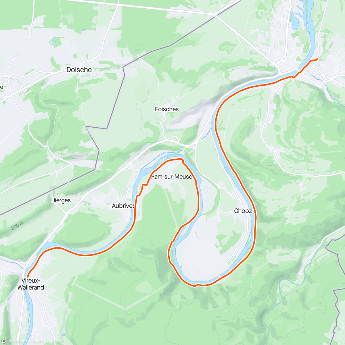 Map of the activity, HT  / dans les Ardennes en bordure de la Meuse / facile