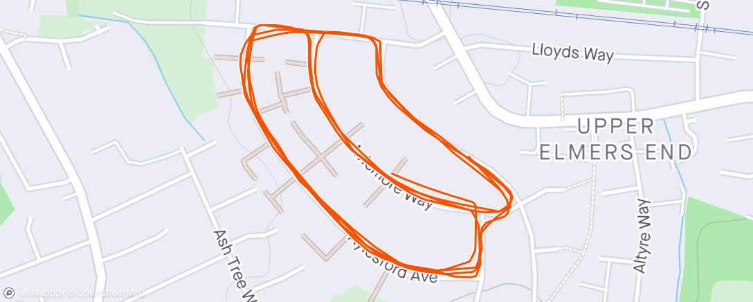 Map of the activity, 30/30/30 - recovery part got slower but pleased to hit 4 miles and “enjoyed” the session.
