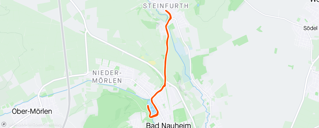 Karte der Aktivität „Lauf nach Bad Nauheim 🌧”