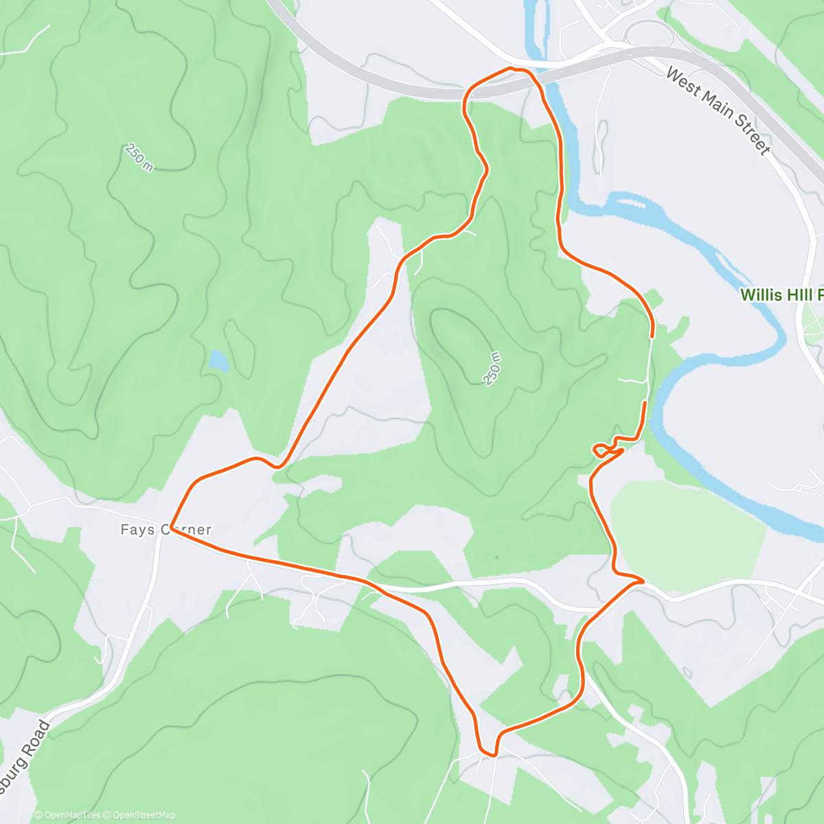Map of the activity, Afternoon Run