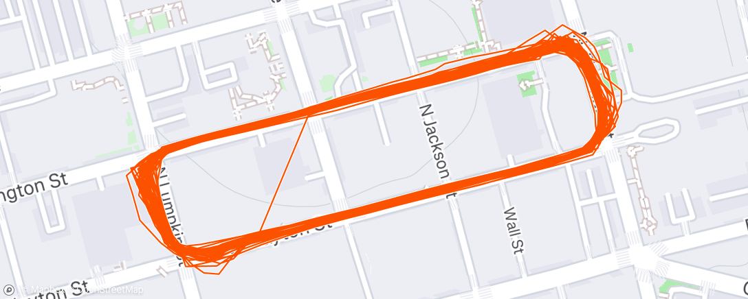 Map of the activity, Athens. Peaked first lap to get $500 prime. Kendall in the break and got 3rd. Holly 5th.