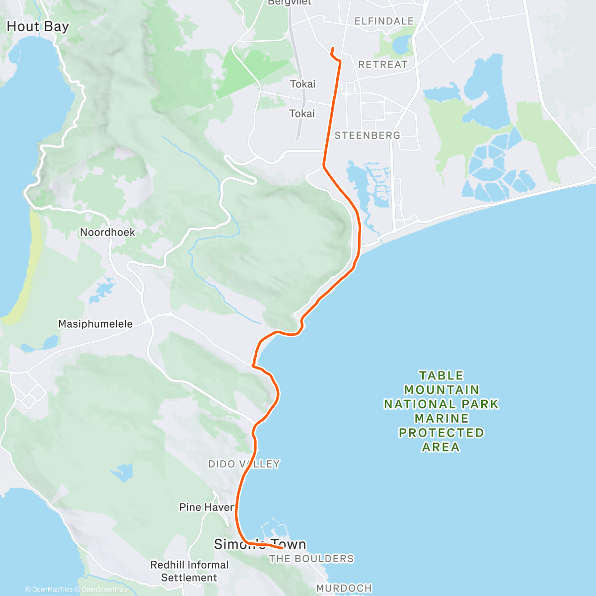 Map of the activity, Balwin Run Series Peninsula  21km