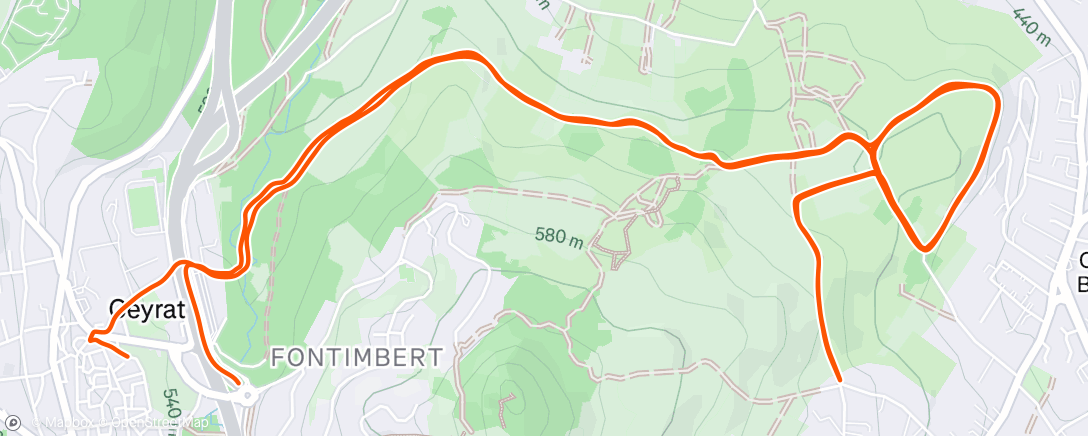 Map of the activity, Evening Trail Run