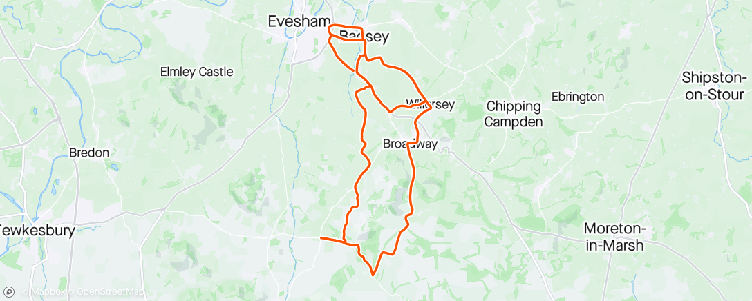 Map of the activity, Wysteria Wednesday Stanway 🆙 snowshill 🔽🚴‍♂️🚴‍♂️😀😀