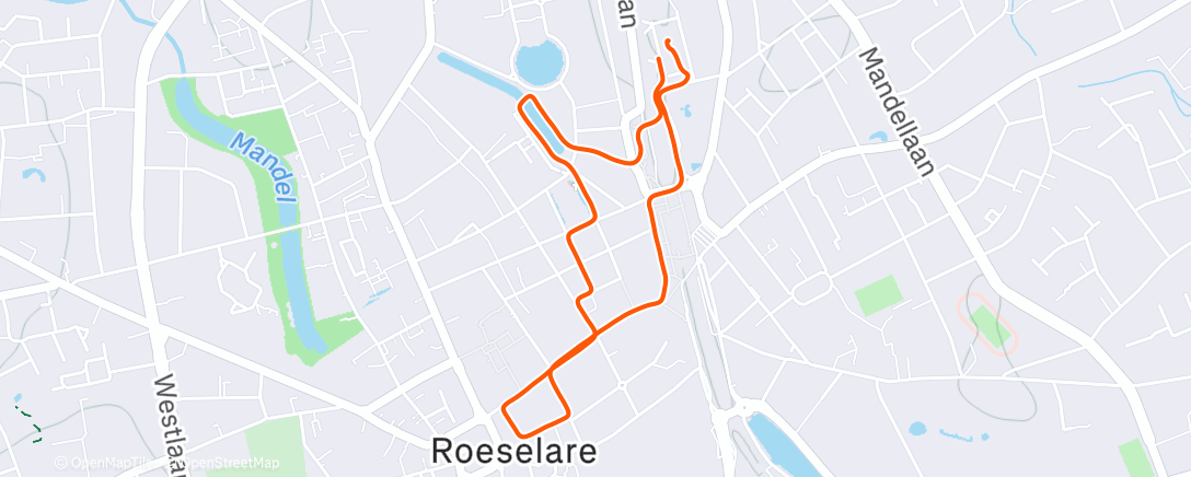 Map of the activity, Santa Run Roeselare