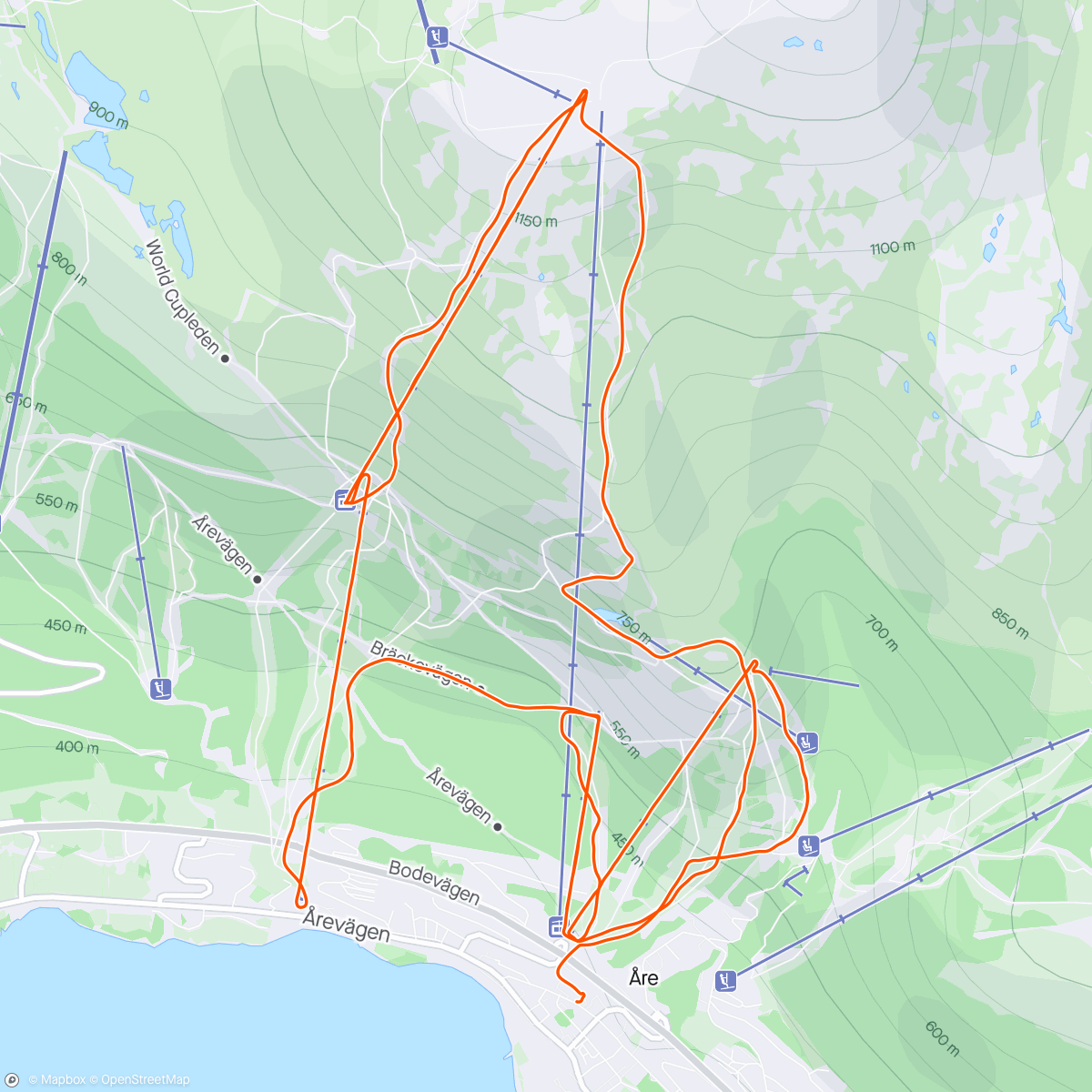 Map of the activity, ⛷️🗻 Åre, kort kveldsøkt