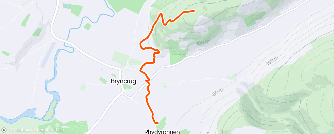 Map of the activity, Lunch Hike x2 (there and back again)
