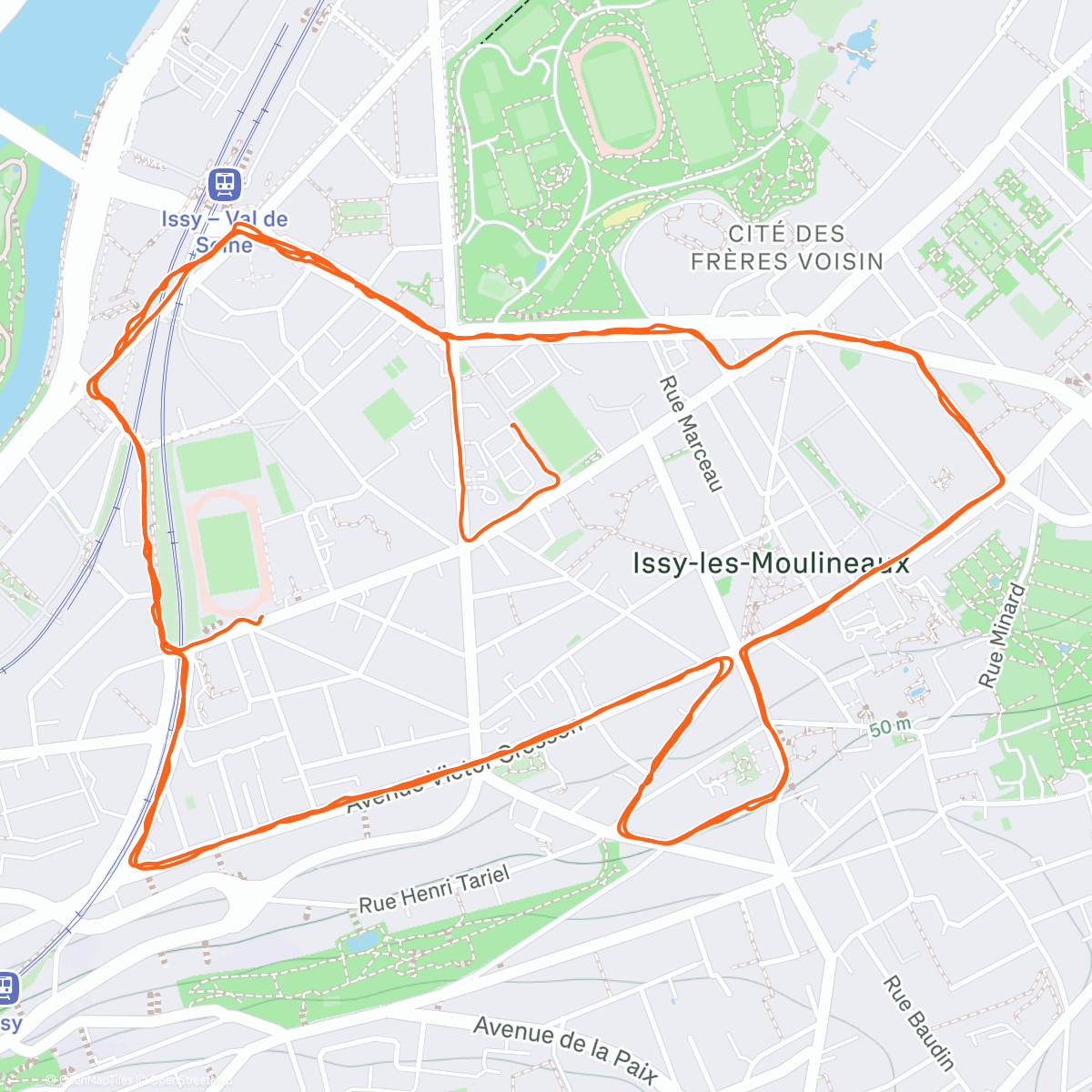 Map of the activity, Corrida de Noël d'Issy-les-Moulineaux