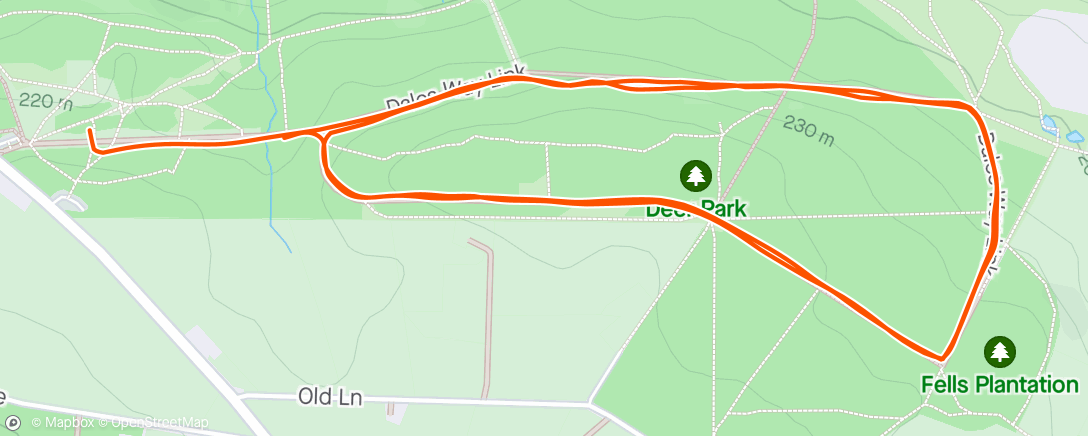 Map of the activity, Chevin Forest PR w/ Evie