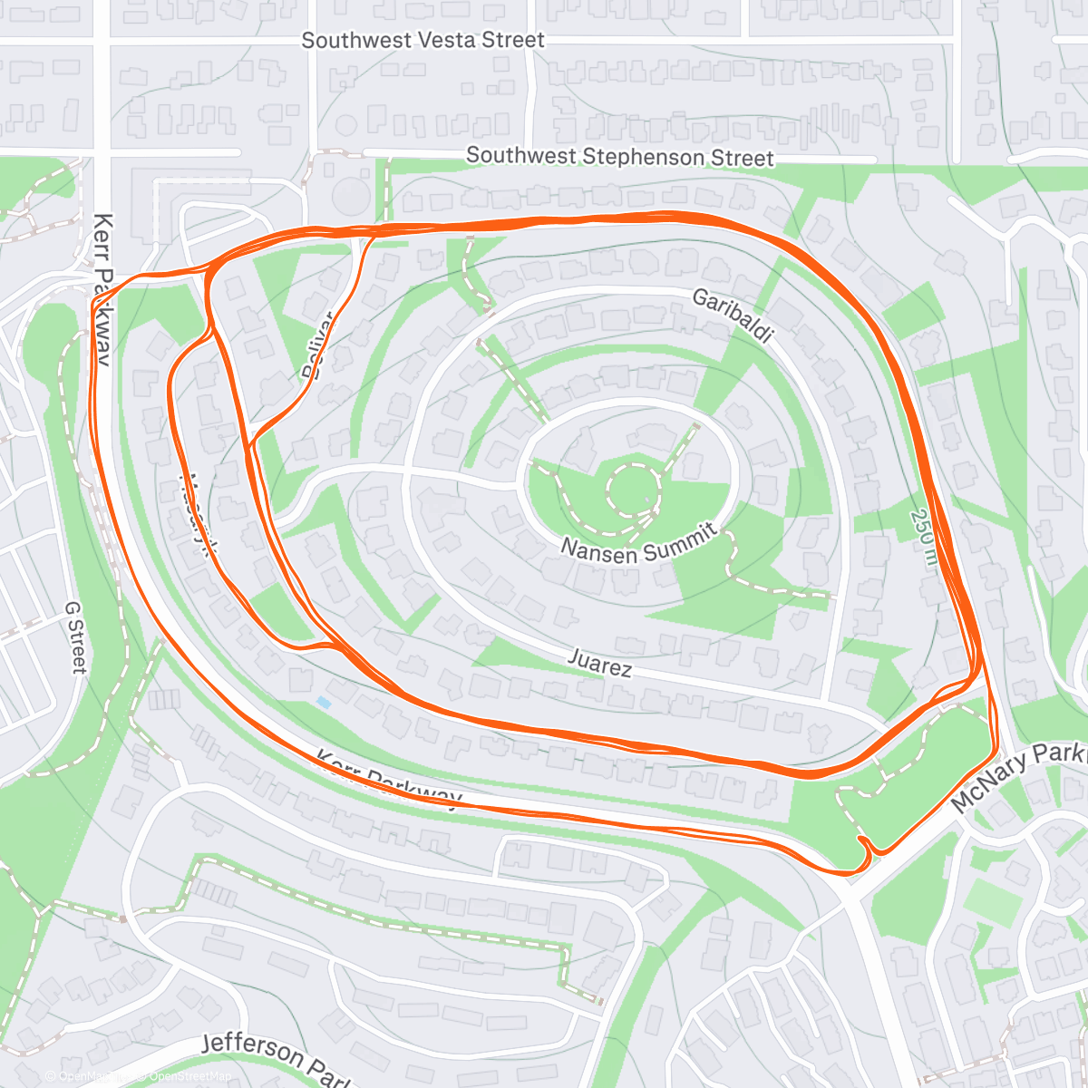 Map of the activity, Blazers Loss # 19, Run 1