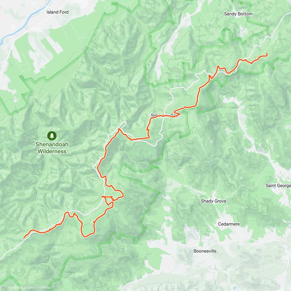 Map of the activity, AT Thru Day 57 - Shenny and the Jets