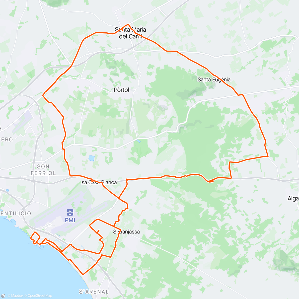 Map of the activity, Morning Ride. Santa Maria again, loving the hired steed 😎👍